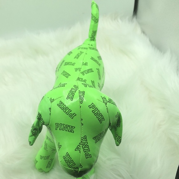Pink Victoria Secret Stuff Plush Animal Dog Green - Picture 5 of 10